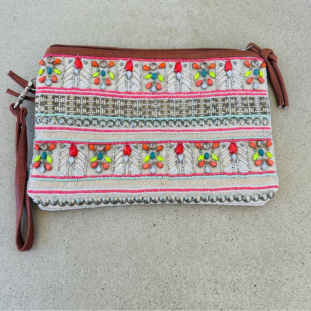 ALDO Colorful Beaded Wristlet Clutch Bag